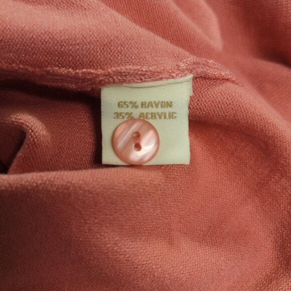 Bogari Size S Womens Cardigan Sweater Coral Pink Button-Up Rayon Acrylic NEW - Picture 5 of 6